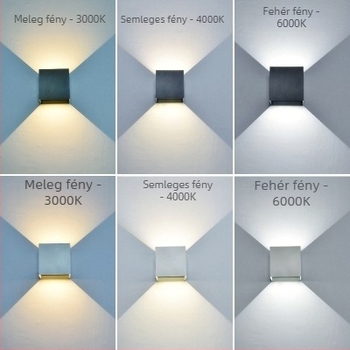 Fali lámpa 2 LED-del, IP65 vízálló, 3000K, 120 lm/W, élettartam 100000 óra, alumínium ház, beltéri/kültéri használat