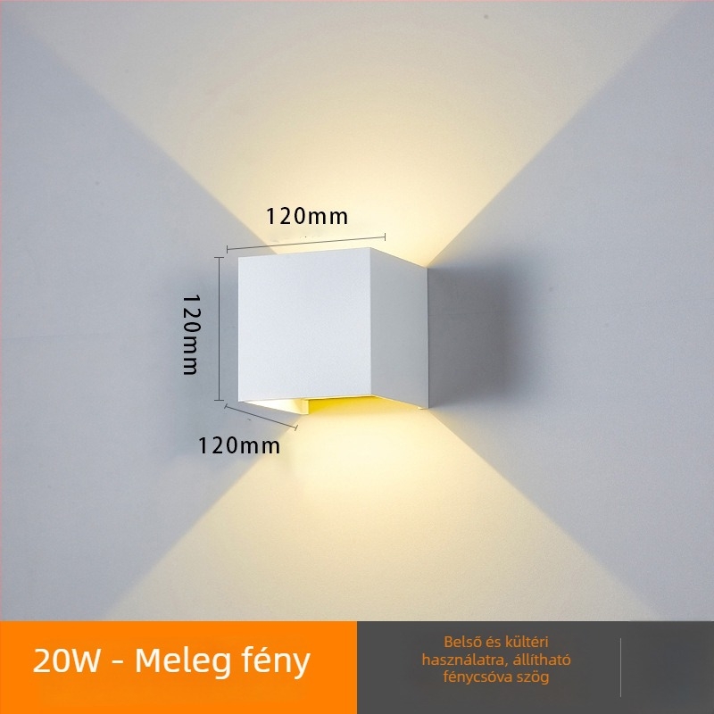 Fali lámpa 2 LED-del, IP65 vízálló, 3000K, 120 lm/W, élettartam 100000 óra, alumínium ház, beltéri/kültéri használat