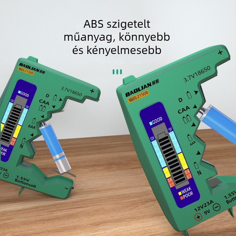 Akkumulátor kapacitásmérő digitális kijelzővel, univerzális akkumulátorokhoz