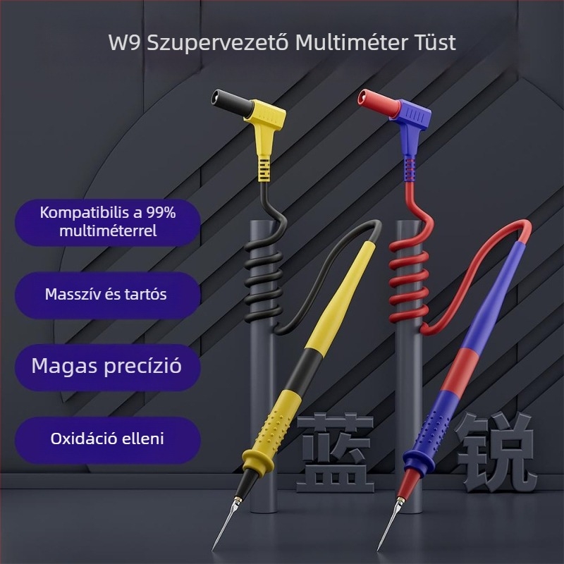 Blue Sharp W9 ultra-vékony multiméter toll, ultra vékony heggyel, digitális mutató, feszültségmérés, szilikon-gél kiegészítő