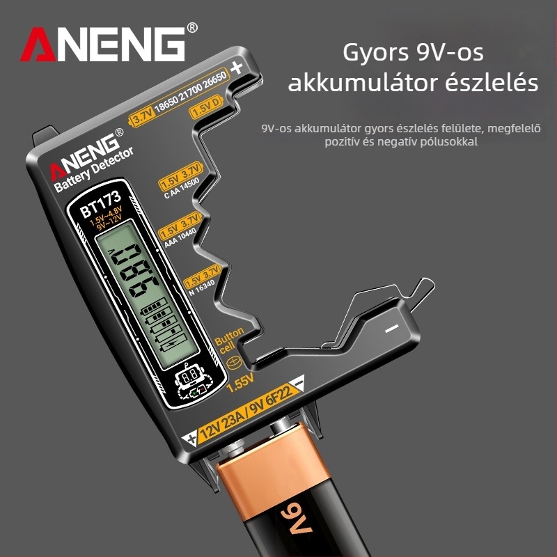 Aneng akkumulátor teszter - nagy pontosságú, hátralévő töltés kijelző, akkumulátor feszültség mérése (nagy pontosságú; hátralévő töltés kijelző; akkumulátor feszültség mérése)