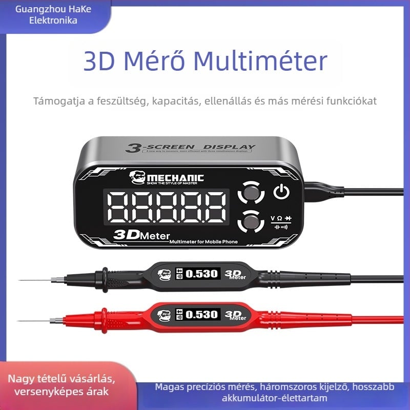 Repairman Detective 3.0 multiméter – magas precizitású mérés, háromkijelzős digitális kijelző, hosszú akkumulátor-élettartam, feszültség és kapacitás mérése