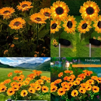 Napenergia kültéri udvari lámpa napraforgó alakú kerthez | LED világítás | Anyagok: Juan szövet + ABS + rozsdamentes acél | IP65 vízállóság | EU CE tanúsítvány | Testreszabás elérhető