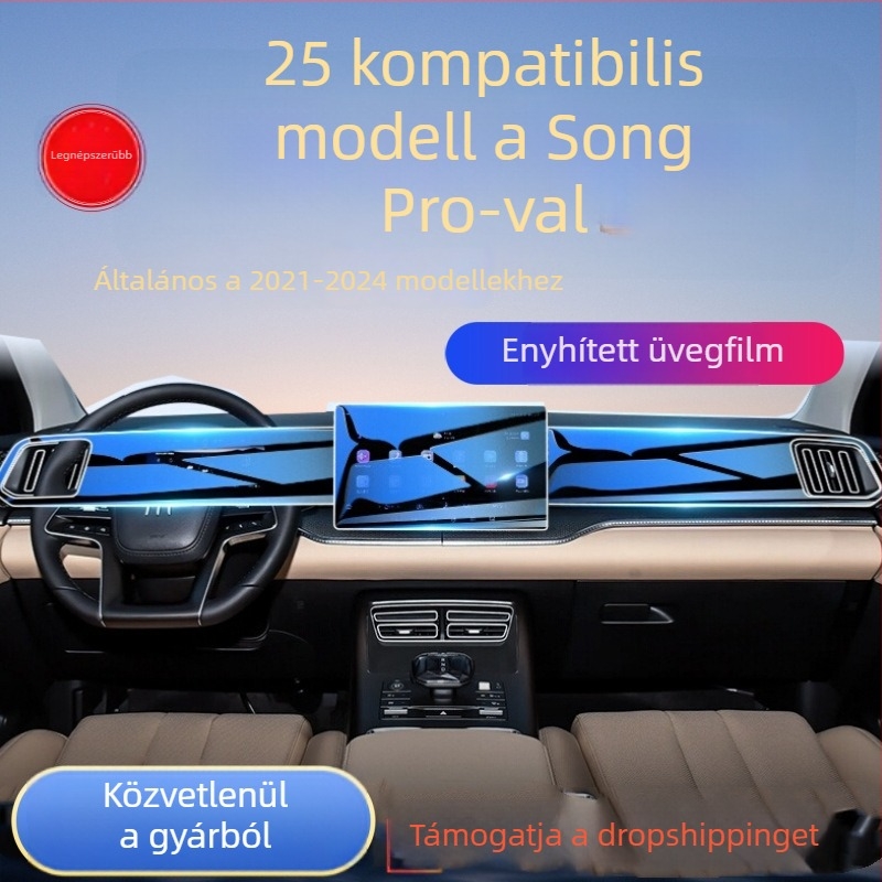 BYD Song Pro DMI navigációs képernyő védőüveg — Protector Pioneer; edzett üveg; BYD-kompatibilis; navigációs kijelzőhöz; hőmérséklet- és karcállóság