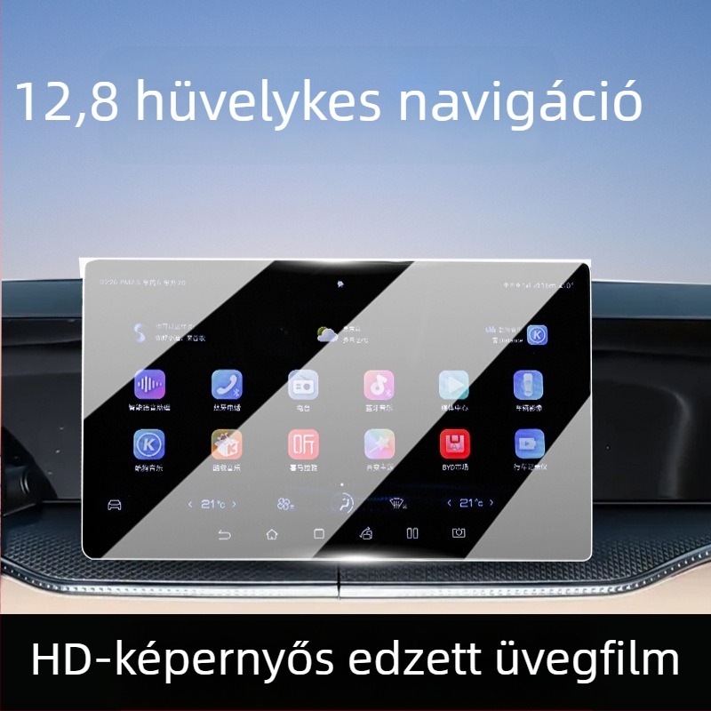 BYD Song Pro DMI navigációs képernyő védőüveg — Protector Pioneer; edzett üveg; BYD-kompatibilis; navigációs kijelzőhöz; hőmérséklet- és karcállóság