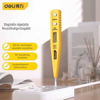 Deli feszültség-tesztelő toll digitális kijelzővel, 12-250V, DL8003
