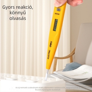 Deli feszültség-tesztelő toll digitális kijelzővel, 12-250V, DL8003