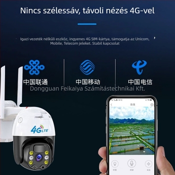 Feikaiya 4G napelemes kupolkamera kültéri használatra, 1080p, éjjellátás, vízálló, mobilalkalmazás-vezérlés