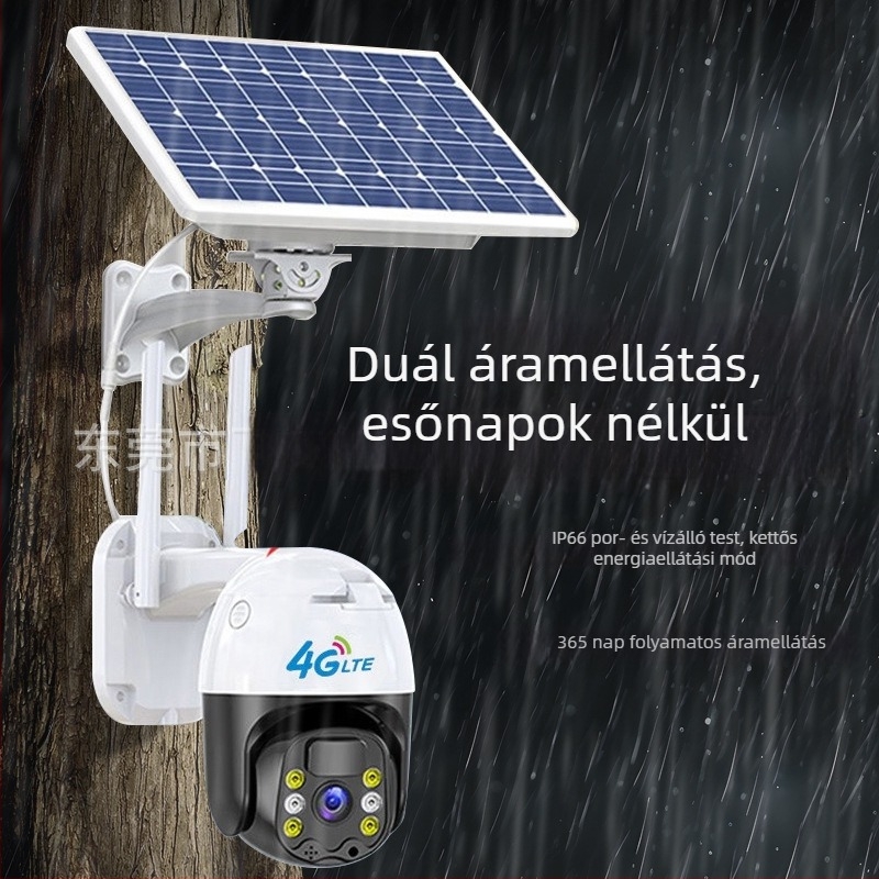 Feikaiya 4G napelemes kupolkamera kültéri használatra, 1080p, éjjellátás, vízálló, mobilalkalmazás-vezérlés