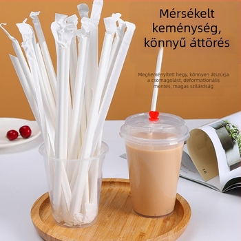 PLA lebomló papírszívószálak - görbült cső, egyenként csomagolva, tej-teához, gyerekeknek otthoni használatra