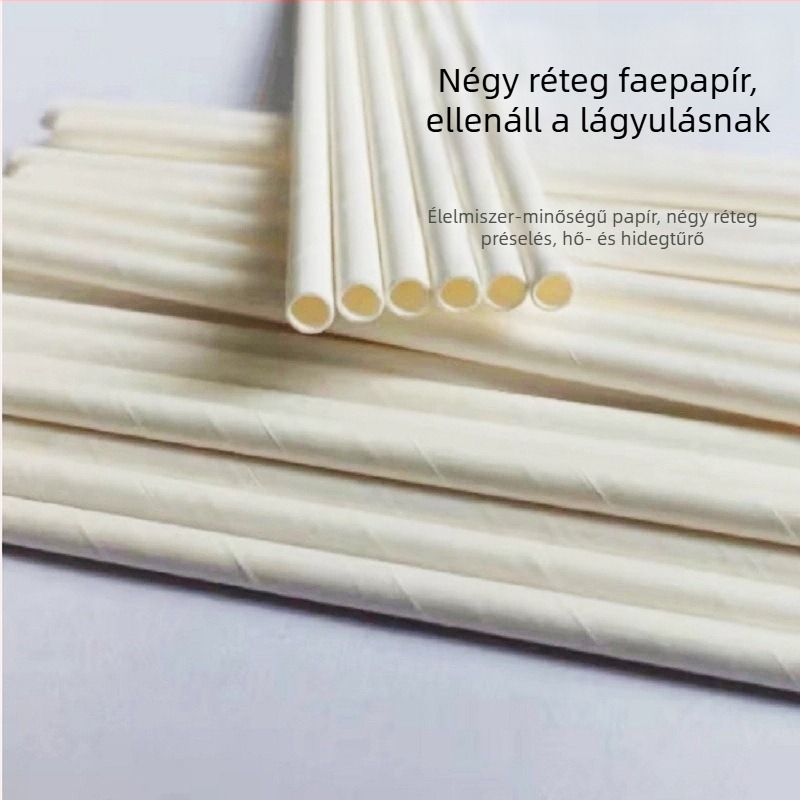 PLA lebomló papírszívószálak - görbült cső, egyenként csomagolva, tej-teához, gyerekeknek otthoni használatra