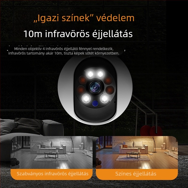 Beltéri kettős lencsés okos kamera, 1080p, éjjellátás, beépített mikrofon, kétirányú kommunikáció, mobilalkalmazásos vezérlés