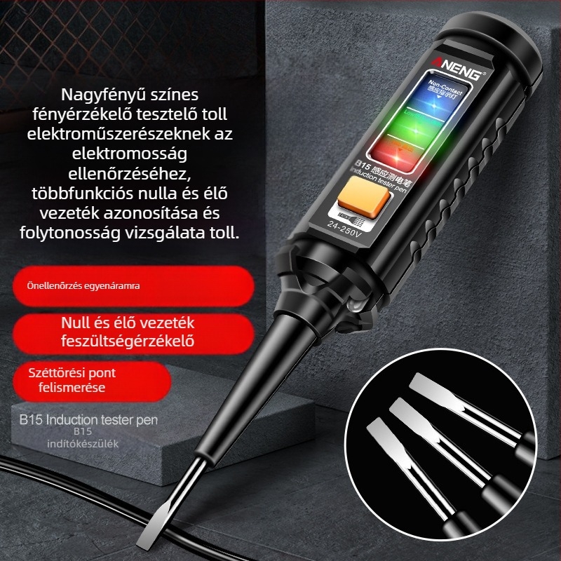 Aneng elektromos teszt toll - érzékelő nagy fényerővel, élő/semleges azonosítás, folytonossági vizsgálat