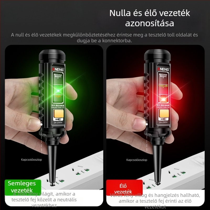 Aneng elektromos teszt toll - érzékelő nagy fényerővel, élő/semleges azonosítás, folytonossági vizsgálat