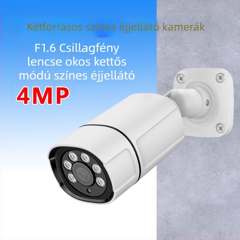 Kábeles POE kamera, 8MP 4K, kettős fényforrású színes éjjellátás, 3,6 mm objektív, IR tartomány 0–20 m