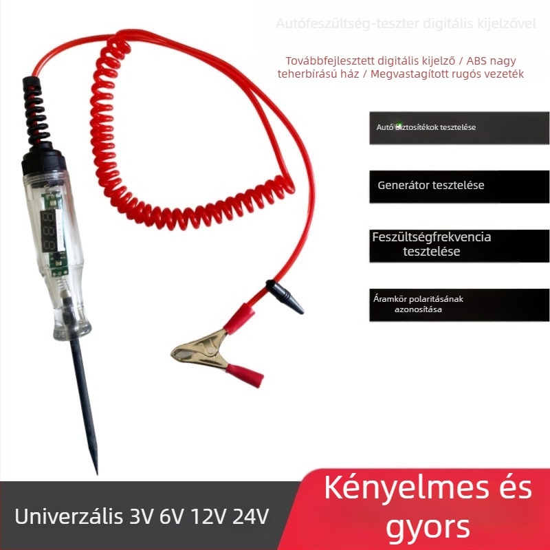 Feszültségmérő toll digitális kijelzővel, univerzális PCB- és autóteszter, 5V–120V