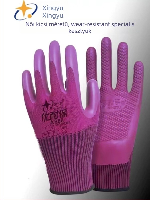 Xingyu A688 tenyérbevonatos latex munkakesztyű, csúszásmentes, kopásálló, ipari gyártáshoz és kerthez