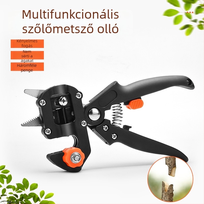Gyümölcsfa oltó- és metsző eszköz - magas széntartalmú acél, 0.48 kg, 14 mm vágási átmérő, TPR markolat