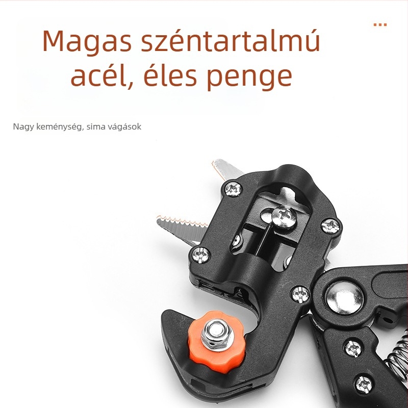 Gyümölcsfa oltó- és metsző eszköz - magas széntartalmú acél, 0.48 kg, 14 mm vágási átmérő, TPR markolat