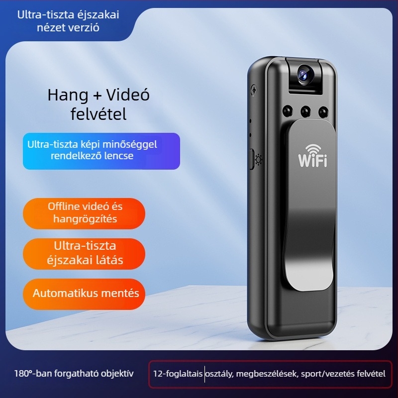 HD sportkamera rezgéscsillapítással, hang- és videófelvétellel, távoli felvétel okostelefonról