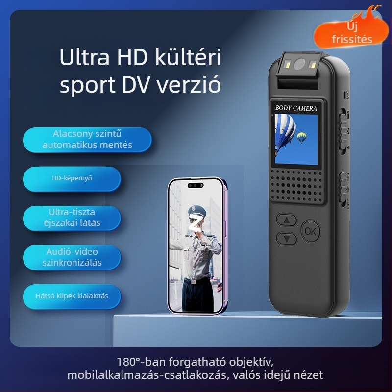 HD sportkamera rezgéscsillapítással, hang- és videófelvétellel, távoli felvétel okostelefonról