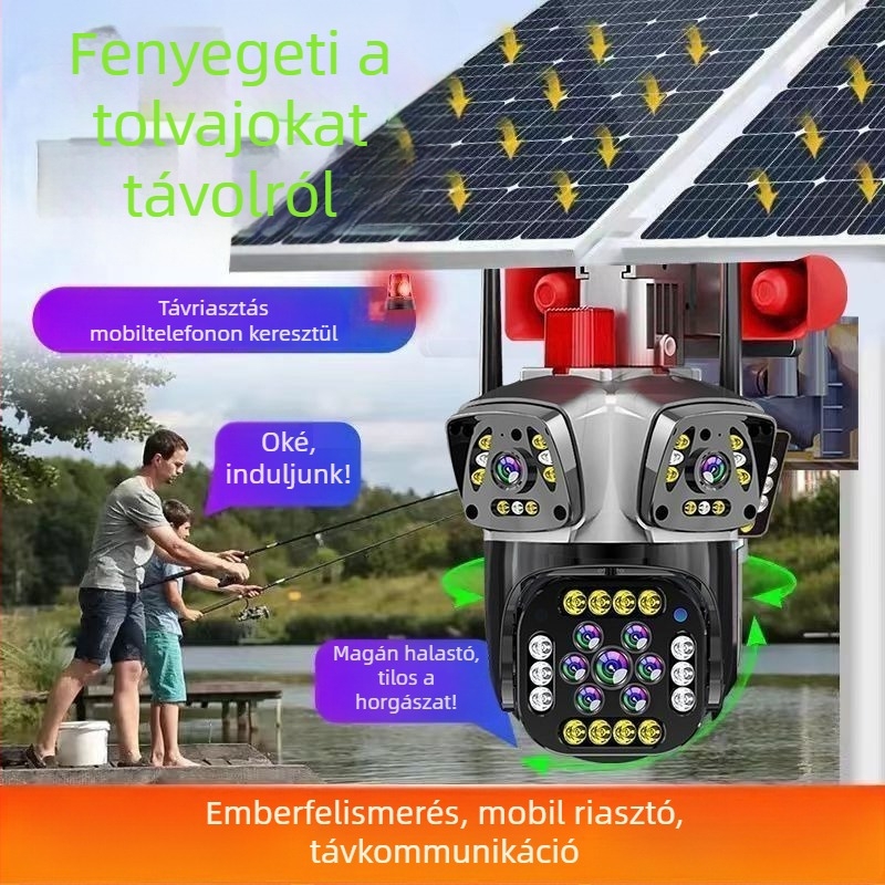 Napelemes kültéri megfigyelő kamera, 360°-os lefedettséggel, holt-zónák nélkül, ultraéles, vízálló