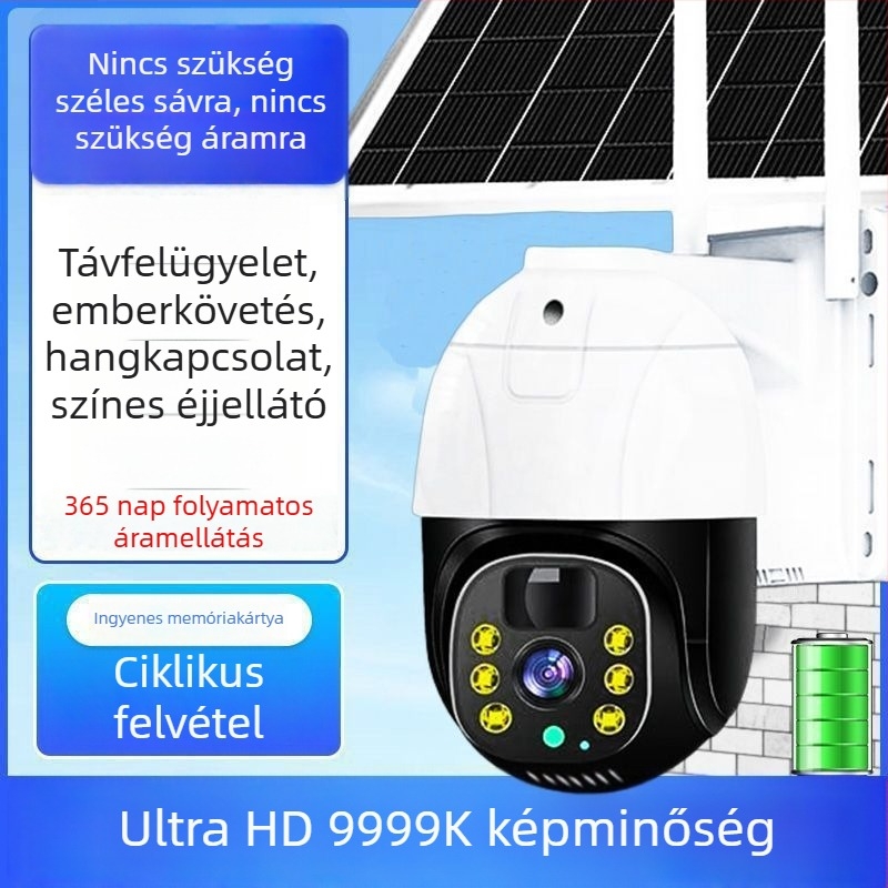 Napelemes kültéri megfigyelő kamera, 360°-os lefedettséggel, holt-zónák nélkül, ultraéles, vízálló