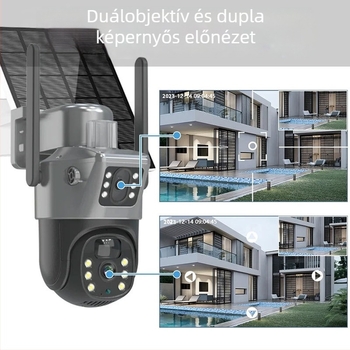 Vesafe Napelemes kültéri kamera, 360° panoráma, 4G távoli hozzáférés, 0.001 lux minimális megvilágítás, -20–60°C működési hőmérséklet