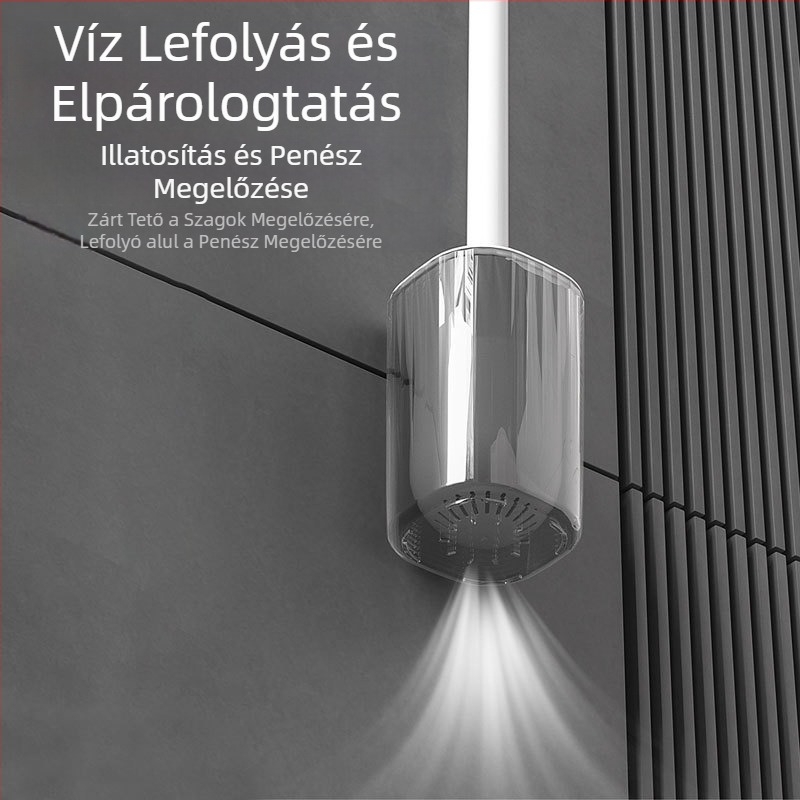 Hosszú nyeletű falra szerelhető WC-kefe készlet, műanyag – Yang gen