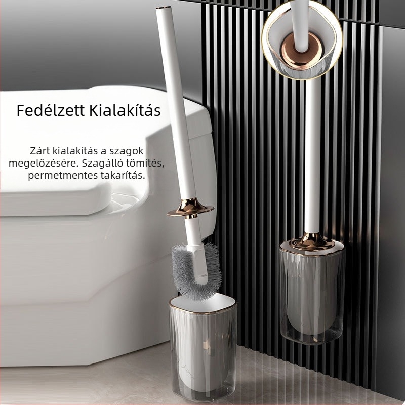 Hosszú nyeletű falra szerelhető WC-kefe készlet, műanyag – Yang gen