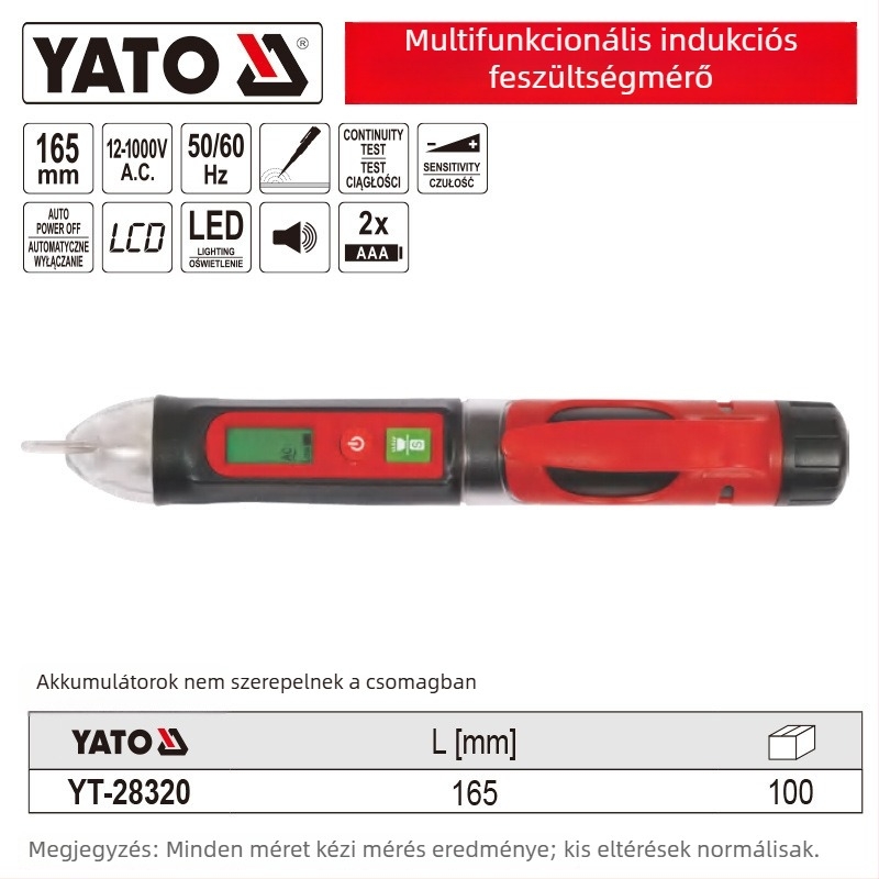Yato többfunkciós feszültségteszter toll 1000V (YT-28320, kézben tartható, építőipari felhasználás)