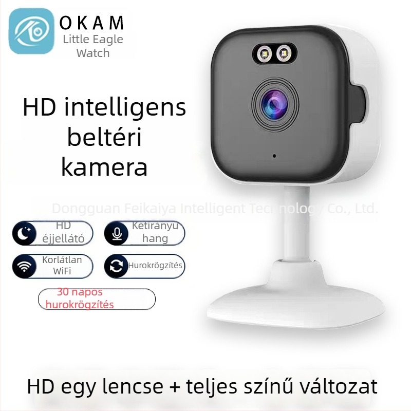 Feikaiya Ky-k01w Beltéri intelligens biztonsági kamera, 1080p, infravörös éjjellátás, Wi‑Fi, távvezérlés mobilalkalmazáson keresztül, felhőalapú tárhely