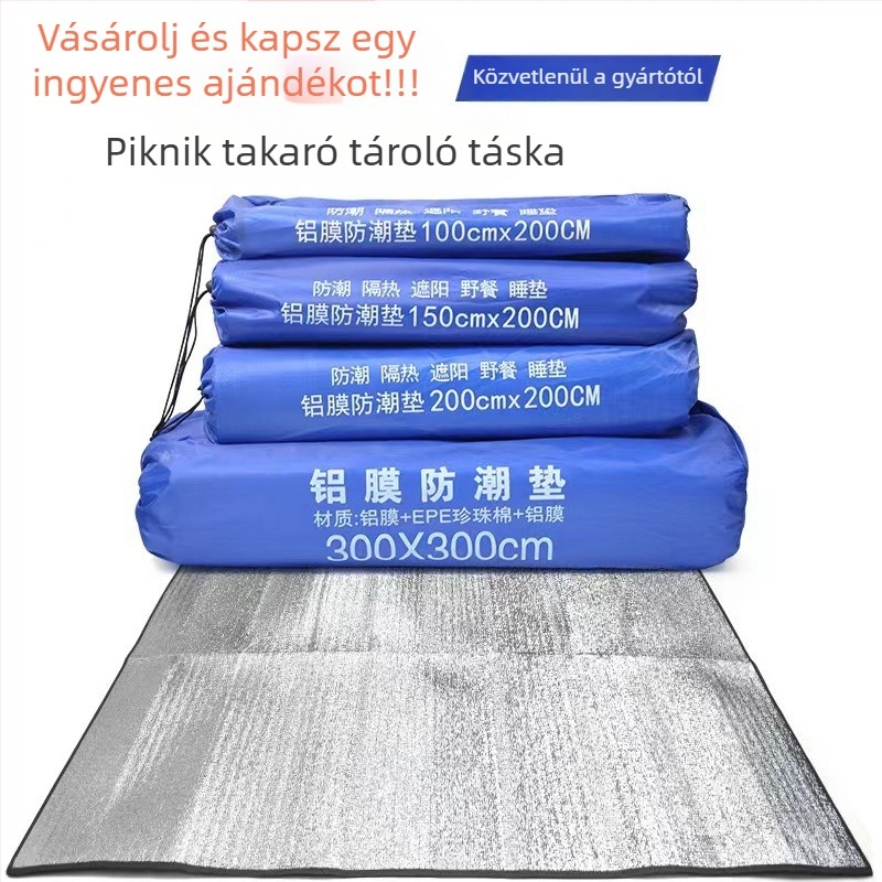 Kempinges piknik matrac, vízálló és nedvességálló, PVC-alumínium film, 500 g, modell: vízálló és nedvességálló piknik matrac, alkalmas sok embernek