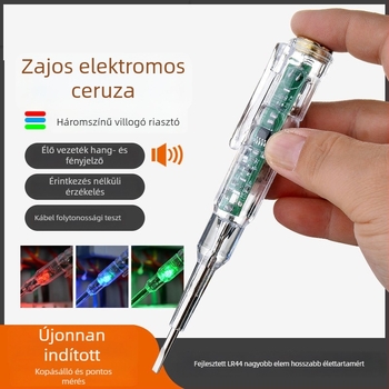 Feszültségteszter toll riasztó hanggal és LED kijelzővel, nagy pontosságú (Háztartási használatra, kontinuitási teszt)