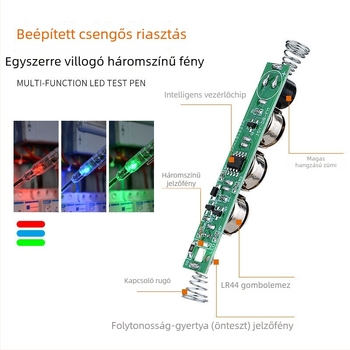 Feszültségteszter toll riasztó hanggal és LED kijelzővel, nagy pontosságú (Háztartási használatra, kontinuitási teszt)