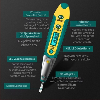LED-digitális feszültség-teszt toll – villanyszerelő érzékelő toll, háztartási használatra, áramkör detektálás