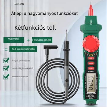 Toll alakú multiméter HD kijelzővel, égés elleni védelem, megszakítás-érzékelő villanyszerelőknek
