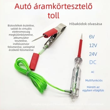 Autó feszültségmérő toll LED kijelzővel, áramkör-ellenőrzés, tesztlámpa, többfunkciós