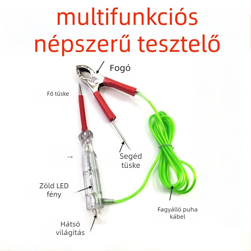 Autó feszültségmérő toll LED kijelzővel, áramkör-ellenőrzés, tesztlámpa, többfunkciós