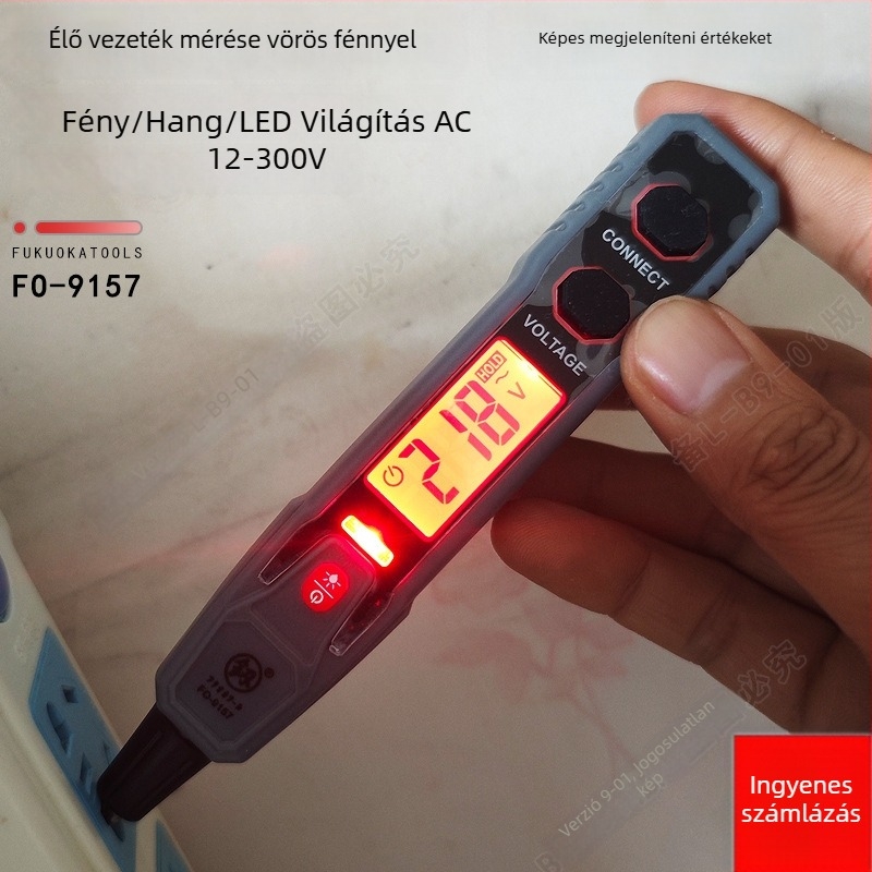 Peon Fo-9157 Többcélú elektromos tesztelő toll digitális kijelzővel, kontinuitás vizsgálat és csavarhúzó – otthoni használatra