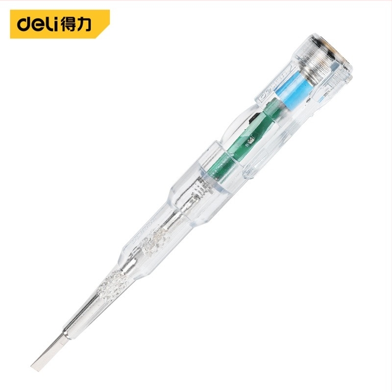 DL8004 elektromos teszt toll, 12-250V, érintkezéses típus, átlátszó ház, villanyszerelőknek