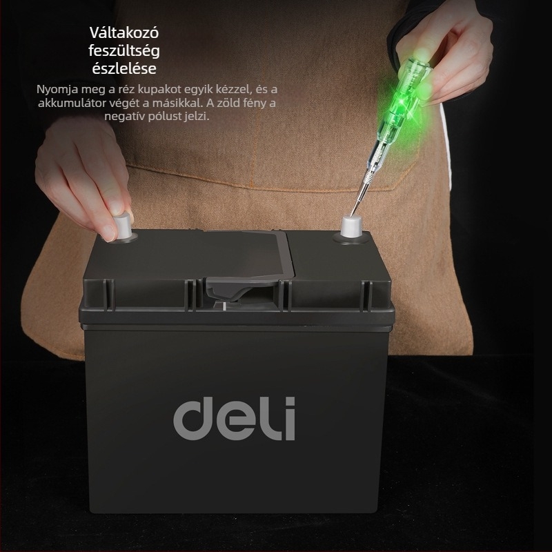 DL8004 elektromos teszt toll, 12-250V, érintkezéses típus, átlátszó ház, villanyszerelőknek