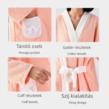 Koral plüss fürdőköpeny, hosszú ujjú, hosszú fazon, téli