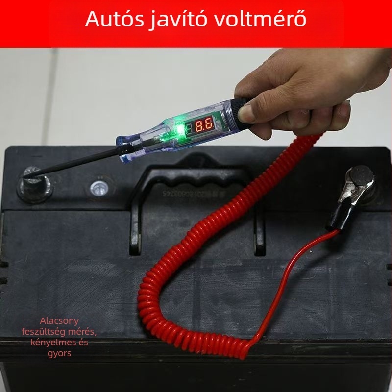 Autó LED digitális kijelzős teszt toll elektromos körök diagnosztikájához, 6–24V, professzionális használatra