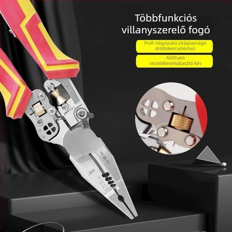 Sibang – Kábelcsupaszító kés rollerrel, többfunkciós, állítható villanyszerelő tesztpenz, teljesítménymérés