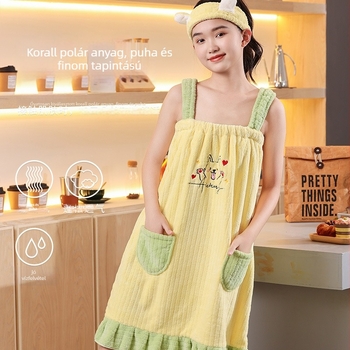 Koral bársonyból készült fürdőköpeny, uniszex – gyorsan száradó, viselhető és tekerhető, őszi használatra