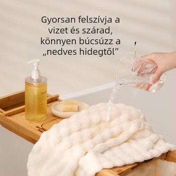 Női korall-flíz fürdőköpeny – nedvszívó, teljes testet befedő fürdőlepel, tavasz–ősz kiadás