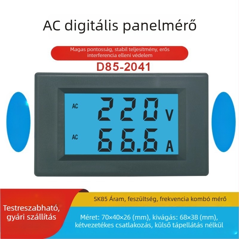 D85-2042 LCD feszültség- és árammérő frekvenciaméréssel, modell SK85-2SL