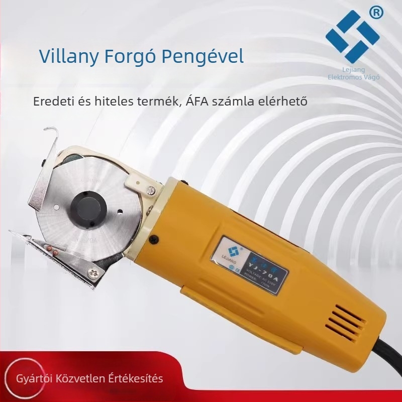 Lejiang elektromos ollók 70A, kézi, körkéses vágófej ruházat, textiles és bőr vágására, 240V