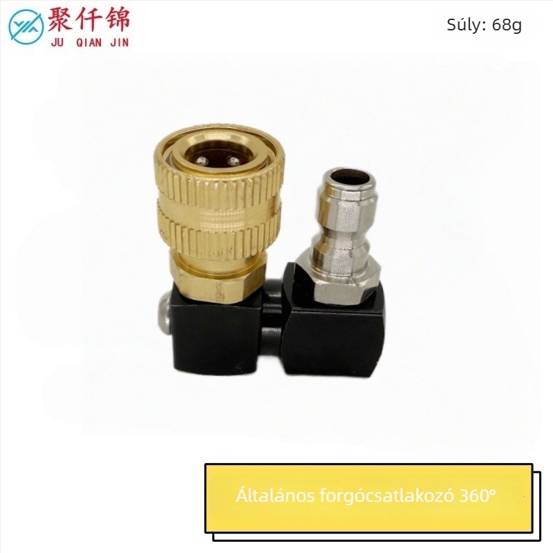 1/4 hüvelykes gyorscsatlakozású magasnyomású vízpisztoly, 360° forgó univerzális csukló; alumínium, réz és rozsdamentes acélból